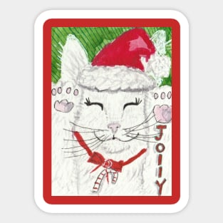 Happy cat  Jolly Christmas  art Sticker